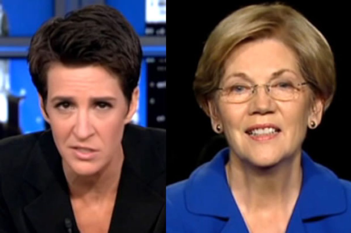  Rachel Maddow and Elizabeth Warren (Screen shot)    