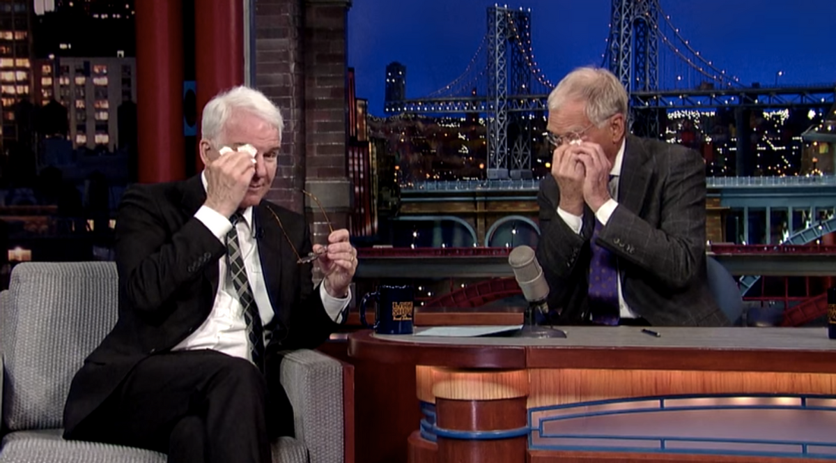 Steve Martin preps David Letterman for retirement -- and things get emotion...