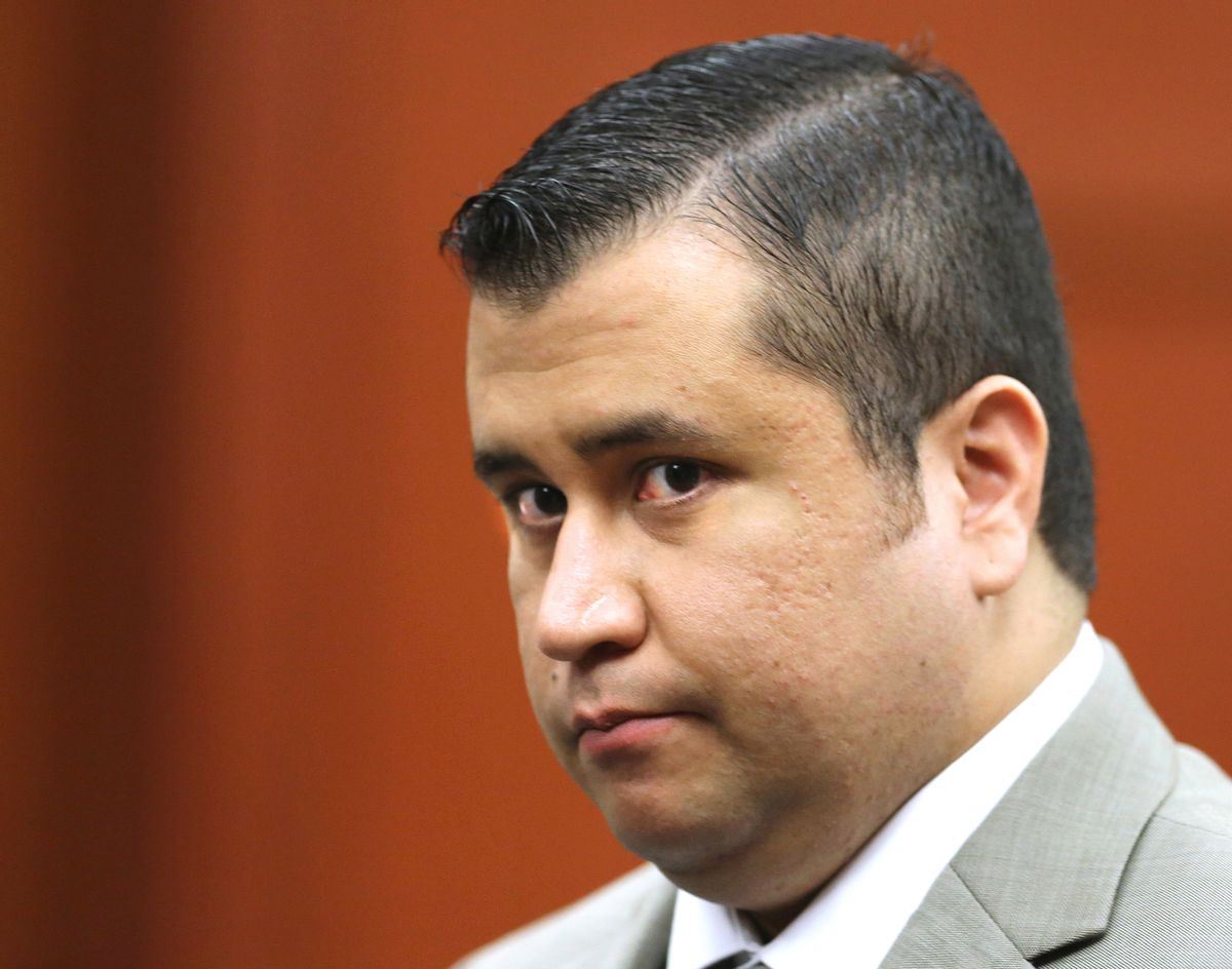 FILE - In this July 9, 2013, file photo, George Zimmerman leaves the courtroom for a lunch break his trial in Seminole Circuit Court, in Sanford, Fla. Police officers in Florida say Zimmerman has been involved in a shooting, Monday, May 11, 2015. Zimmerman was acquitted in 2013 of fatally shooting Trayvon Martin, an unarmed black teenager, in a case that sparked protests and national debate about race relations. (Joe Burbank/Orlando Sentinel via AP, Pool, File) (AP)