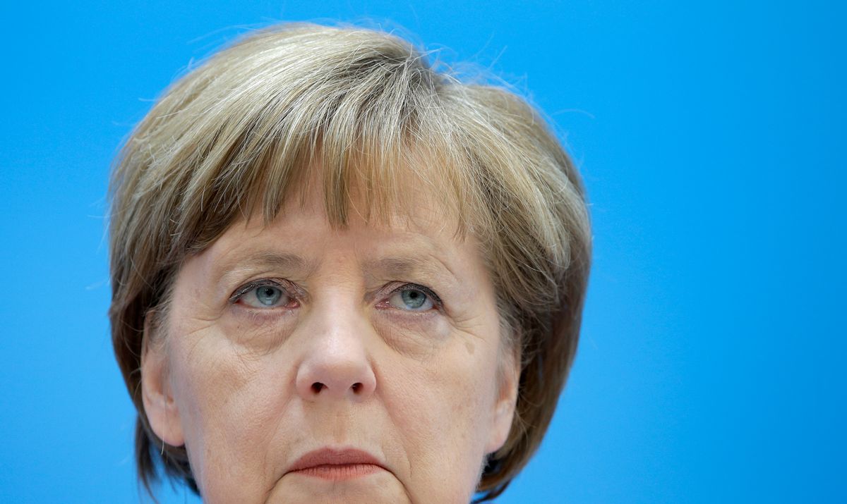 German Chancellor Angela Merkel attends a press conference in Berlin, Germany, Monday, May 11, 2015, the day after the state election in the German state of Bremen. Germany's main center-left party won the election in the country's smallest state, Bremen, and is expected to prolong its decades-long dominance there despite losing significant support. (AP Photo/Michael Sohn) (Michael Sohn)