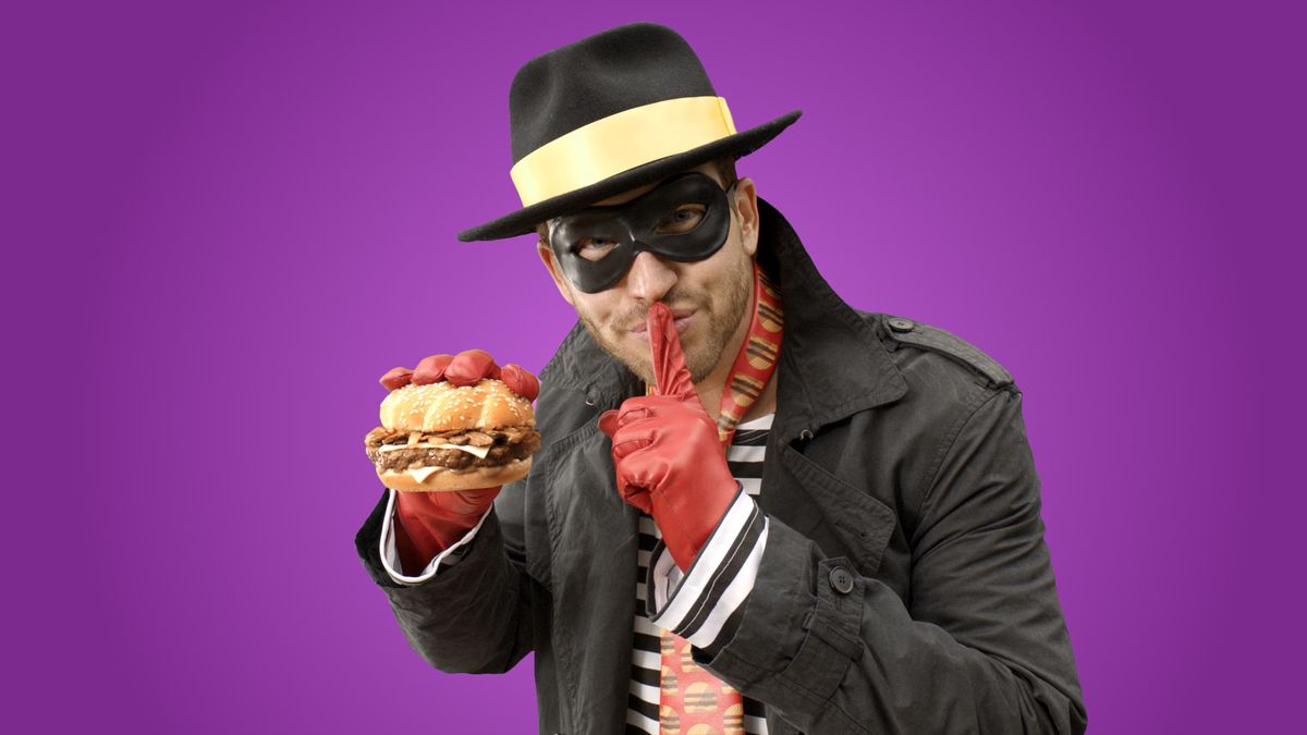 In this undated product image provided by McDonalds one of the McDonalds mascots the Hamburglar poses for a photo. The company is bringing the burger thief back to its advertising after a 13-year absence. On Wednesday, May 6, 2015, McDonald's Corp. tweeted a 30-second ad featuring the Hamburglar, his face unseen, flipping burgers in a suburban backyard with his wife and son. (McDonalds via AP) (AP)