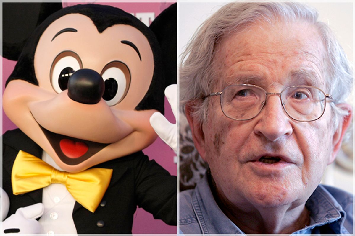 Mickey Mouse, Noam Chomsky    (AP/Dan Steinberg/Nader Daoud)
