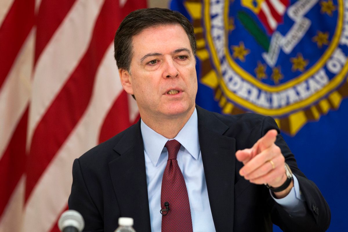 FILE - In this March 25, 2015 file photo of FBI director James Comey speaks at FBI headquarters in Washington. (AP Photo/ Evan Vucci, File)  (AP)