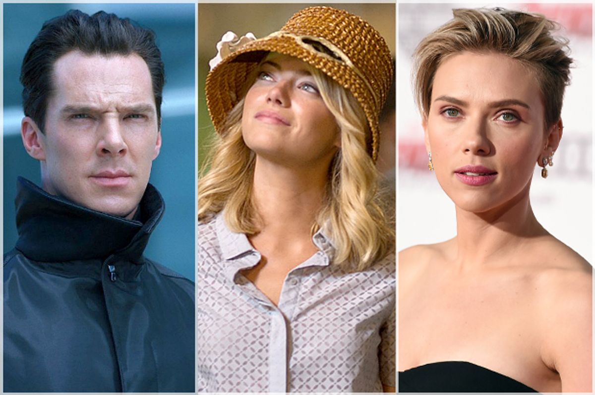 Benedict Cumberbatch, Emma Stone, Scarlett Johansson    (Paramount Pictures/Columbia Pictures/AP/Jordan Strauss)