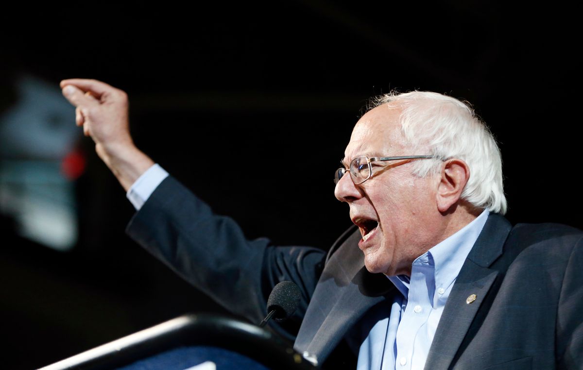 Democratic presidential candidate Sen. Bernie Sanders, I-Vt., speaks at a campaign rally in Portland, Maine.   (AP Photo/Robert F. Bukaty)