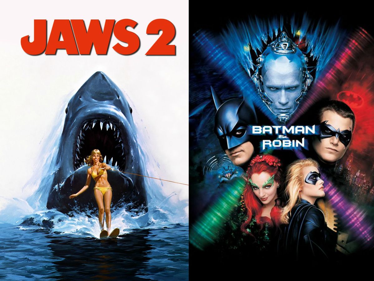 Movie posters for Jaws 2 and Batman and Robin.  (Media Marvels LLC, Ironhead Studio)