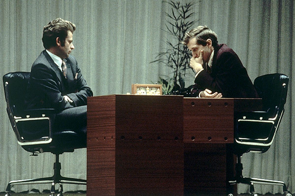 Closeup portrait of Bobby Fischer before match vs Boris Spassky