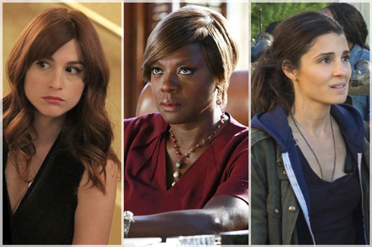  Aya Cash in "You're the Worst," Viola Davis in "How to Get Away With Murder," and Shiri Appleby in "UnREAL" (FX/ABC/Lifetime)
