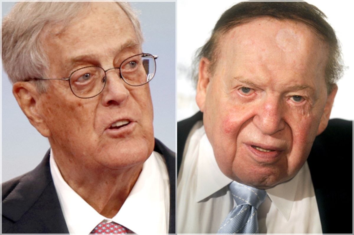 David Koch and Sheldon Adelson (AP/Paul Vernon/Dennis Van Tine)