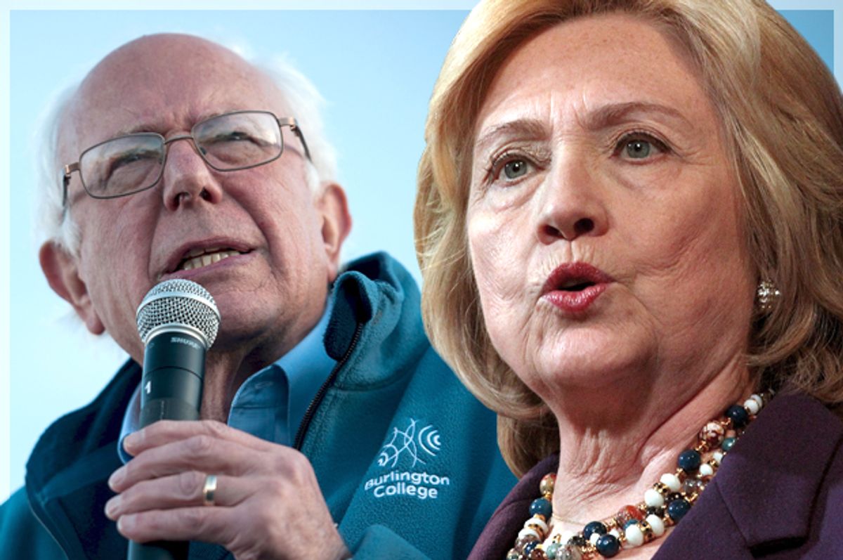 Bernie Sanders, Hillary Clinton (Reuters/Mark Kauzlarich/Mary Schwalm/Photo montage by Salon)