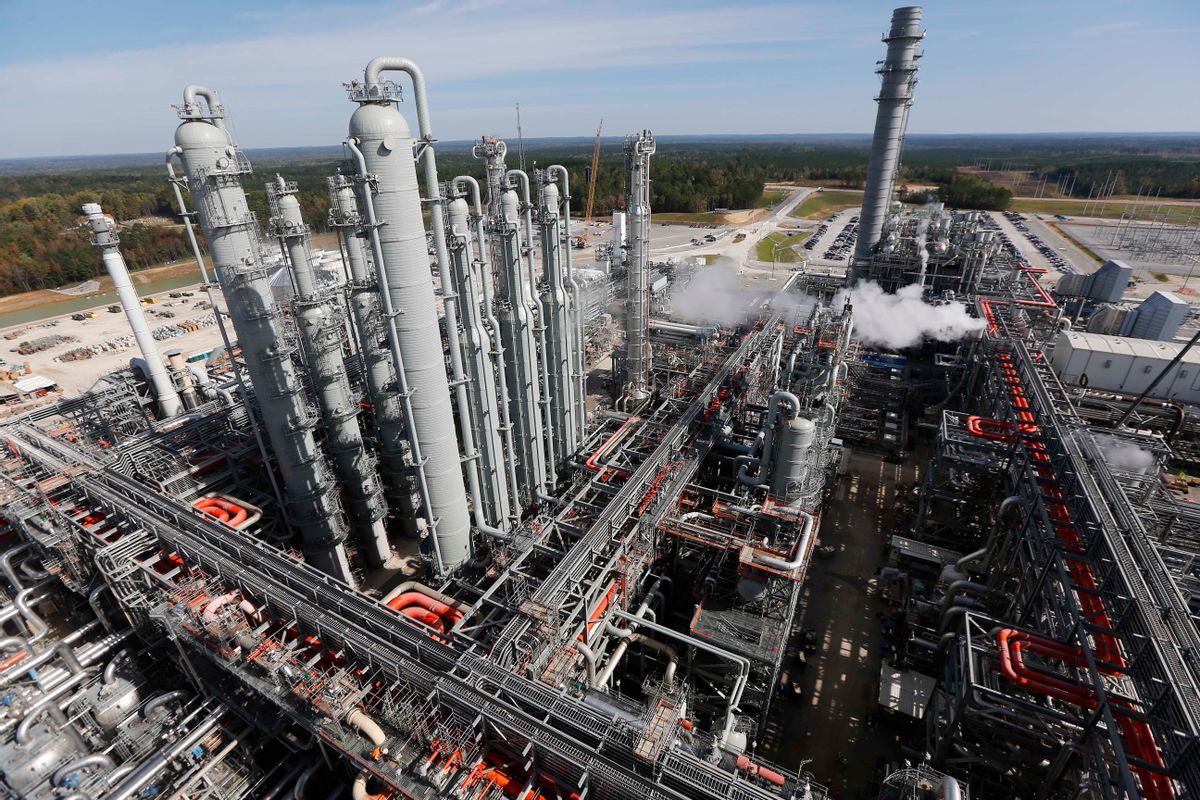 This Nov. 16, 2015 photo shows a section of the Mississippi Power Co. carbon capture power plant in DeKalb, Miss. Carbon capture entails catching the carbon emissions from a power plant or cement or steel factory and injecting them underground for permanent storage. (AP Photo/Rogelio V. Solis) (AP)