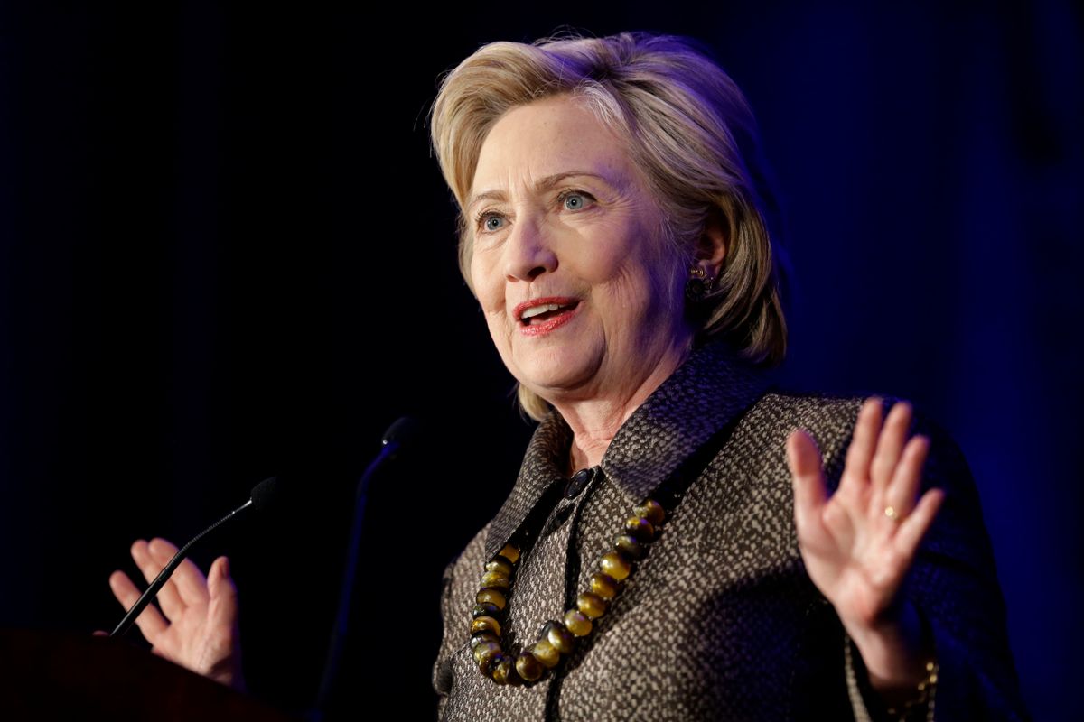 Democratic presidential candidate Hillary Clinton speaks during the 2015 National Immigration Integration Conference in New York, Monday, Dec. 14, 2015. (AP Photo/Seth Wenig) (AP)