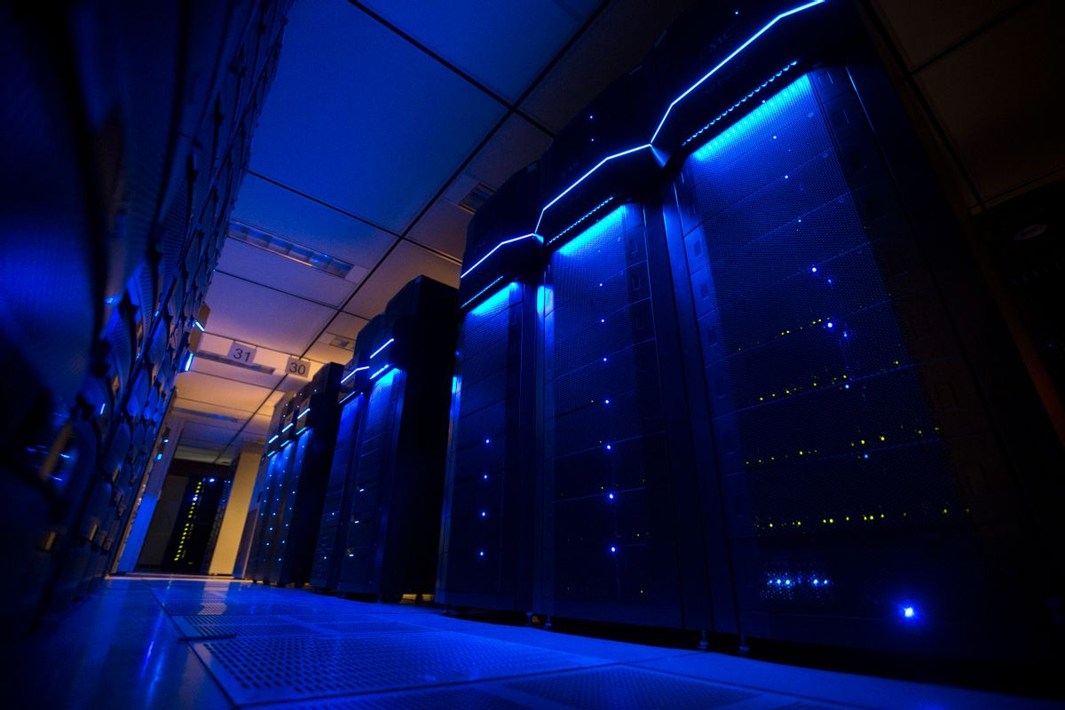 This Wednesday, May 20, 2015 photo shows server banks inside a data center at AEP headquarters in Columbus, Ohio. Like most big utilities, AEP's power plants, substations and other vital equipment are managed by a network that is separated from the company's business software with layers of authentication, and is not accessible via the Internet. Creating that separation, and making sure that separation is maintained, is among the most important things utilities can do to protect the grid's physical assets. (AP Photo/John Minchillo) (AP)