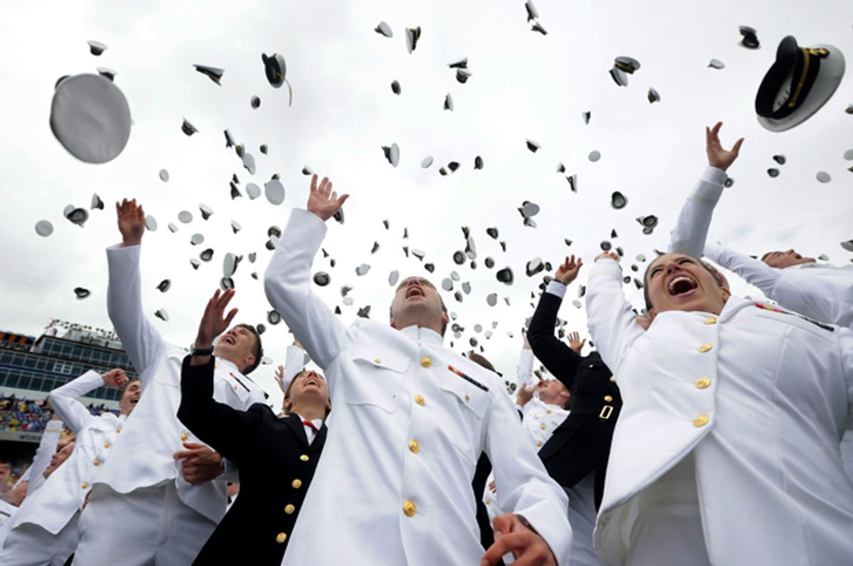 Members of the graduating class of the United States Naval Academy in Annapolis, Md., May 24, 2013.   (AP/Pablo Martinez Monsivais)