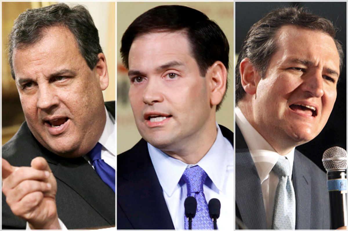 Chris Christie, Marco Rubio, Ted Cruz   (AP/Reuters/Mel Evans/Joe Skipper/Jim Cole)