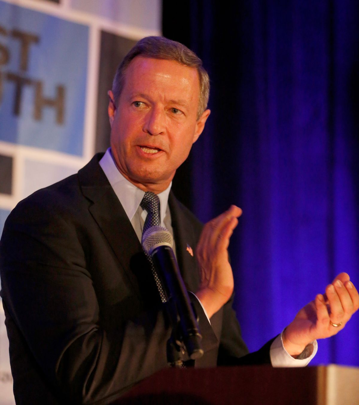 Democratic presidential candidate, former Maryland Gov. Martin O'Malley, speaks during the First in the South Dinner at the Charleston Mariott Saturday, Jan. 16, 2016, in Charleston, S.C. (AP Photo/Mic Smith) (AP)