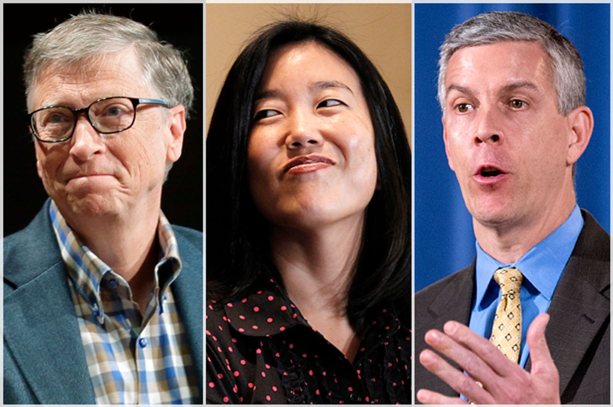 Bill Gates, Michelle Rhee, Arne Duncan   (AP/Ted S. Warren/Pablo Martinez Monsivais/Andrew Harnik)