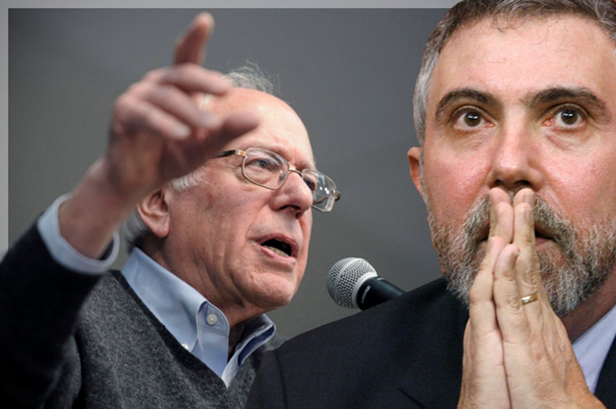 Bernie Sanders, Paul Krugman   (Reuters/Mark Kauzlarich/Tim Shaffer/Photo montage by Salon)