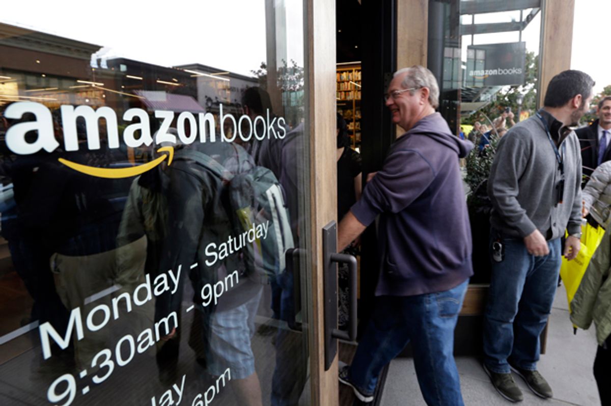 Opening day for Amazon Books, Nov. 3, 2015, in Seattle.   (AP/Elaine Thompson)