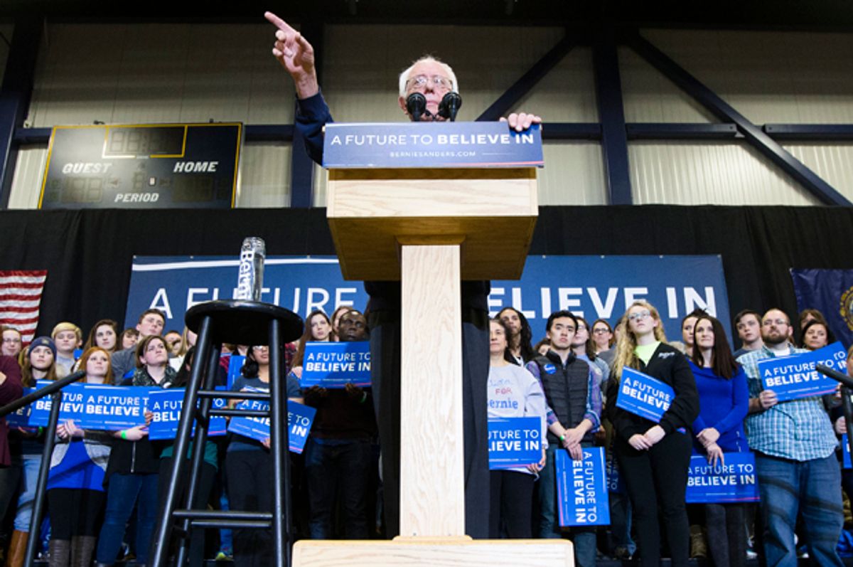 Bernie Sanders speaks at Great Bay Community College, Feb. 7, 2016, in Portsmouth, N.H.   (AP/John Minchillo)