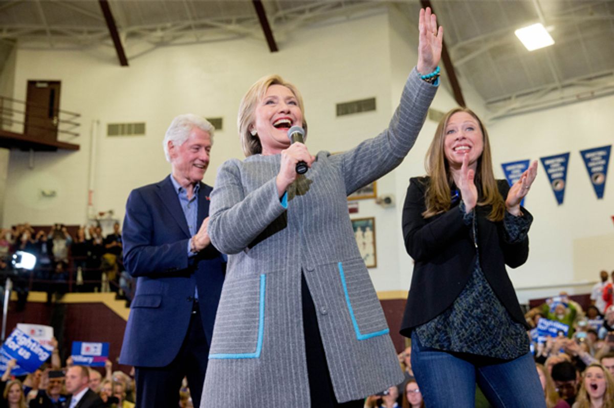 Bill, Hillary and Chelsea Clinton, in Des Moines, Iowa, Jan. 31, 2016.   (AP/Andrew Harnik)