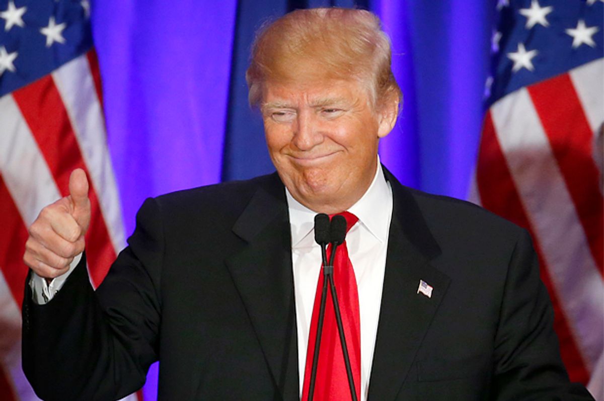 Donald Trump at a South Carolina Republican primary night event in Spartanburg, S.C., Feb. 20, 2016.   (AP/Paul Sancya)