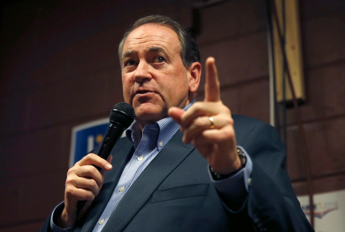 In this Jan. 31, 2016, photo, Republican presidential candidate, former Arkansas Gov. Mike Huckabee speaks at Inspired Grounds Cafe in West Des Moines, Iowa.  (AP)
