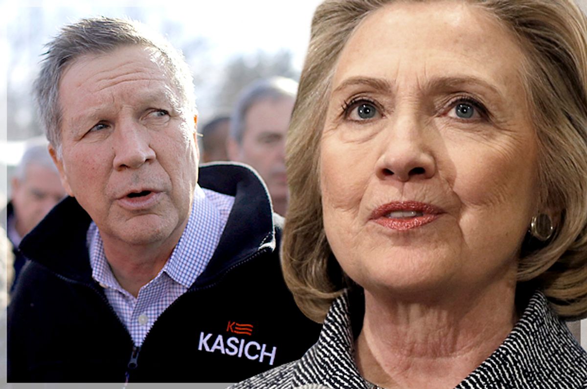 John Kasich, Hillary Clinton   (Reuters/Mike Segar/Photo montage by Salon)