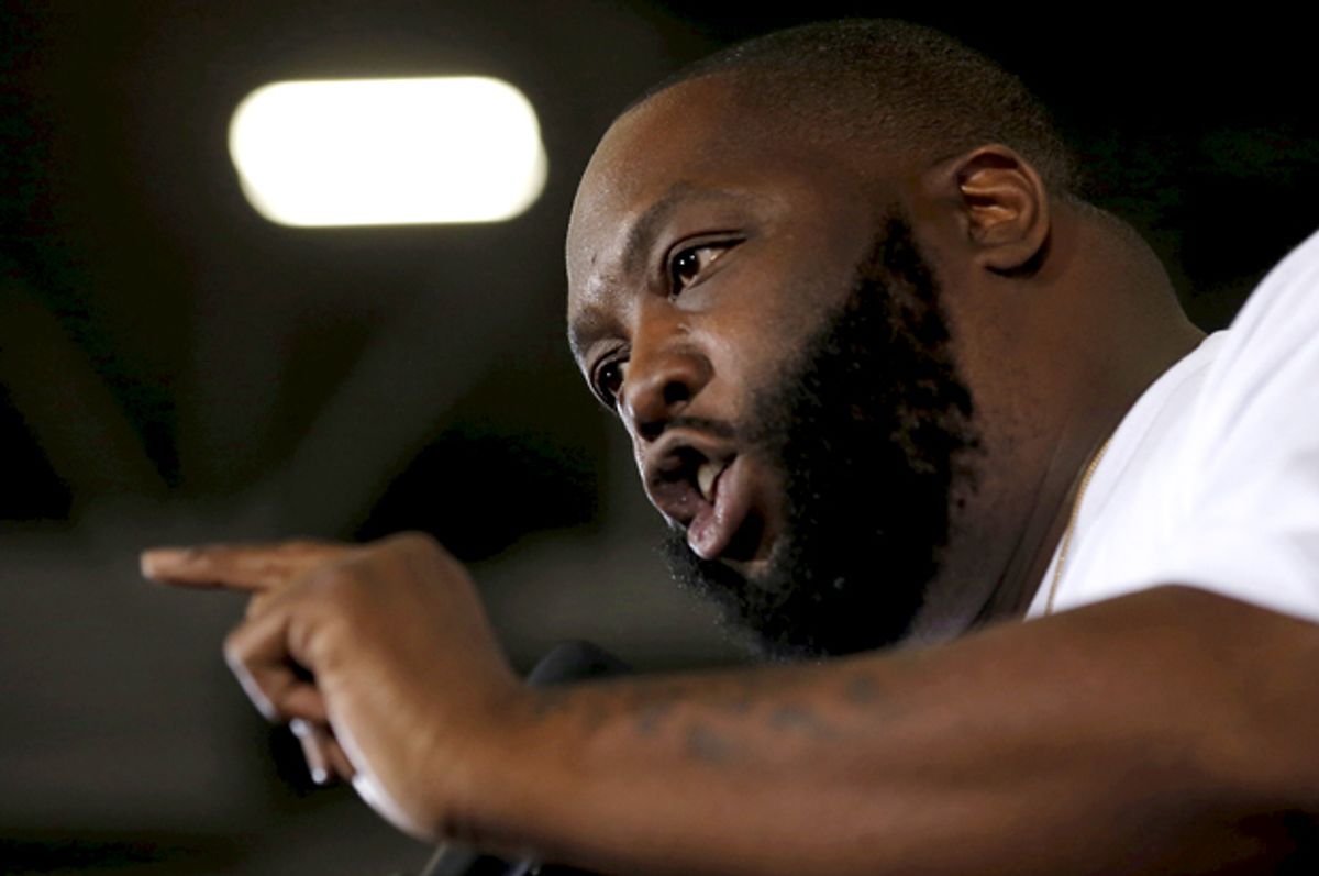 Killer Mike speaks at a campaign rally for Bernie Sanders in Atlanta, Georgia, February 16, 2016.     (Reuters/Jim Young)