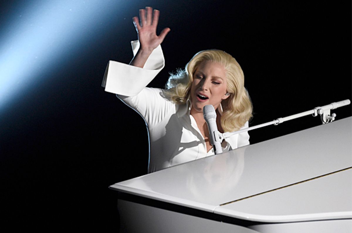 Lady Gaga performs at the Oscars, Feb. 28, 2016.   (AP/Chris Pizzello)