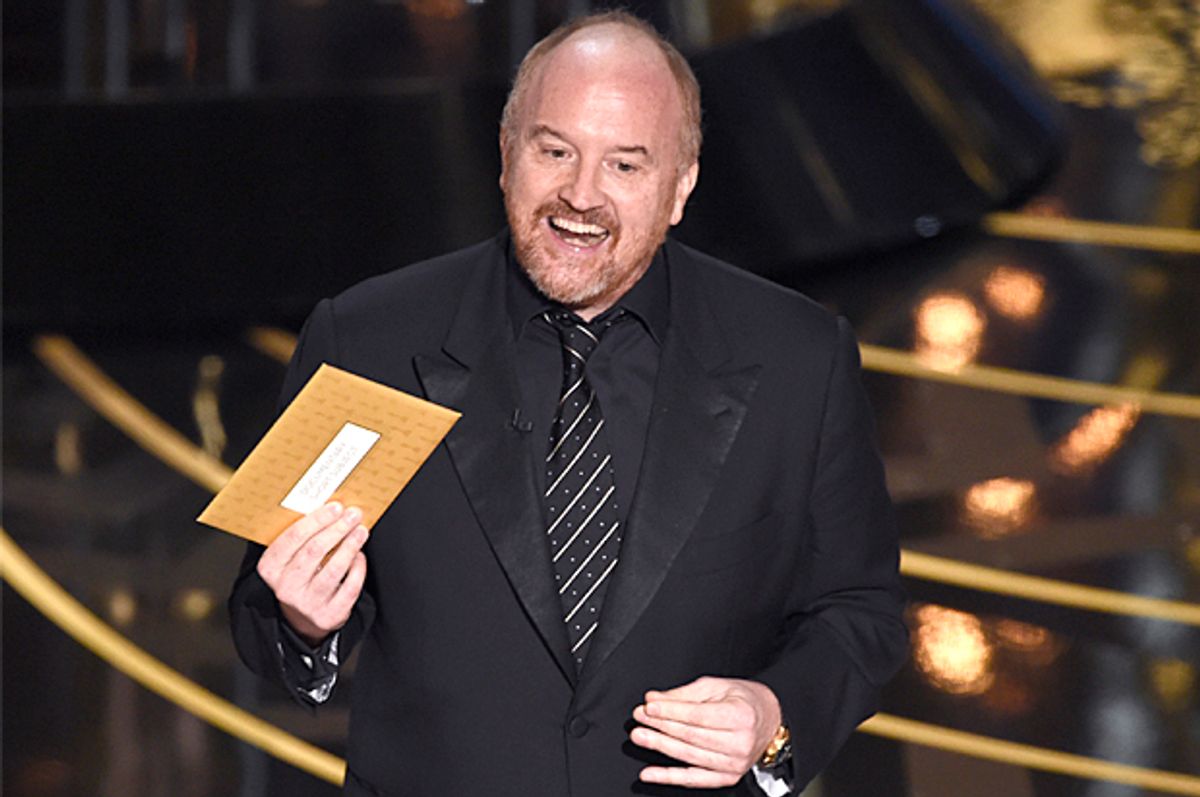 Louis C.K. at the Oscars, Feb. 28, 2016, at the Dolby Theatre in Los Angeles.   (AP/Chris Pizzello)