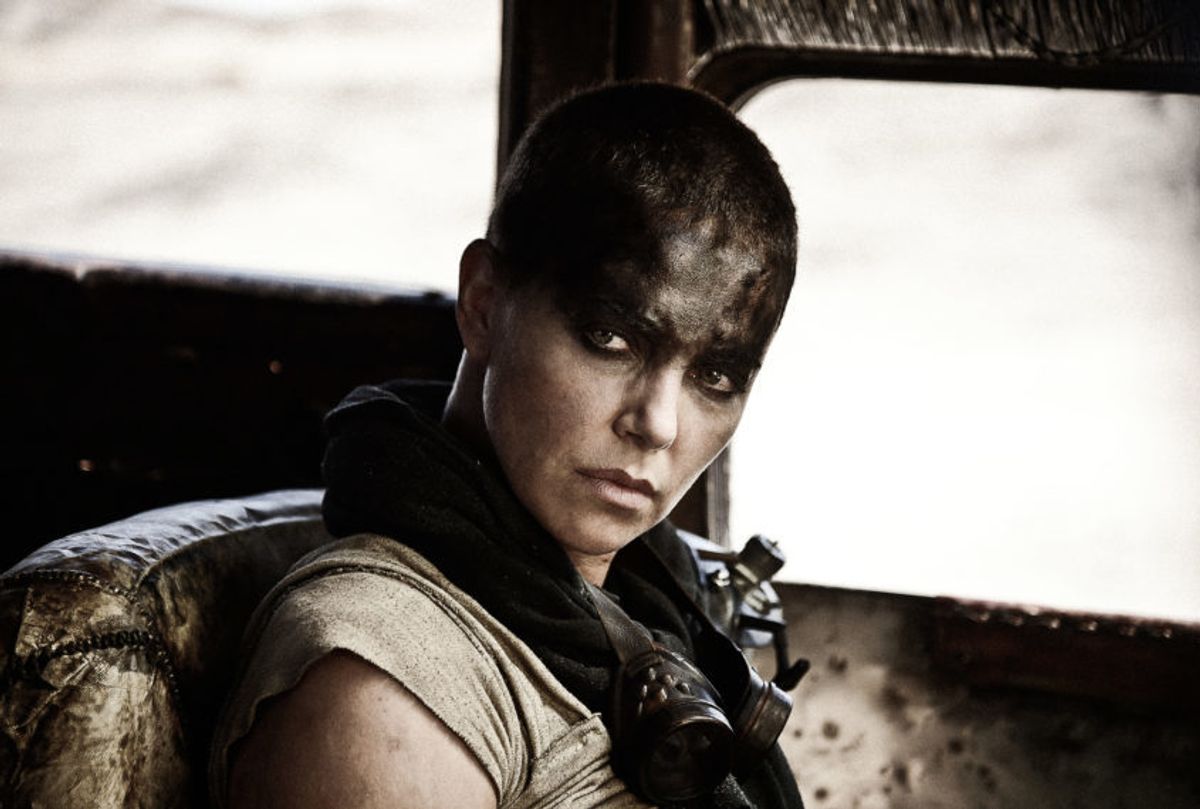 This photo provided by Warner Bros. Pictures shows Charlize Theron as Imperator Furiosa in Warner Bros. Pictures and Village Roadshow Pictures action adventure film, Mad Max: Fury Road," directed by George Miller, a Warner Bros. Pictures release. No film was further removed from the Academy Awards than Miller's apocalyptic fireball "Mad Max: Fury Road." But the 10-time nominated "Mad Max" may well come away with more wins at the Academy Awards than any other film. (Jasin Boland/Warner Bros. Pictures via AP) (AP)