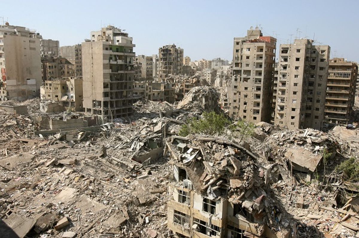 The rubble of Beirut's southern suburbs in August 2006, after Israel's war in Lebanon, which destroyed tens of thousands of homes (Reuters/Jamal Saidi)