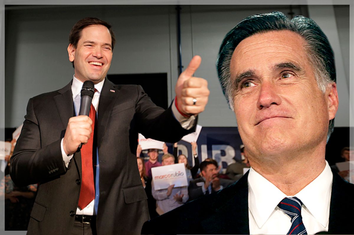 Marco Rubio, Mitt Romney   (Reuters/Chris Keane/AP/Charles Dharapak/Photo montage by Salon)