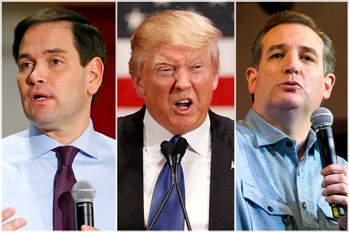 Marco Rubio, Donald Trump, Ted Cruz   (Reuters/Aaron Bernstein/Rick Wilking)