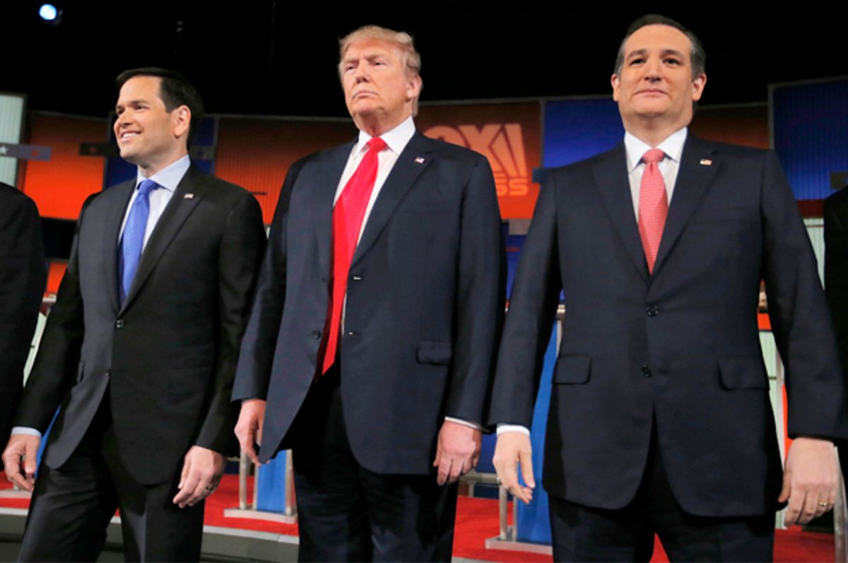 Marco Rubio, Donald Trump, Ted Cruz   (Reuters/Chris Keane)