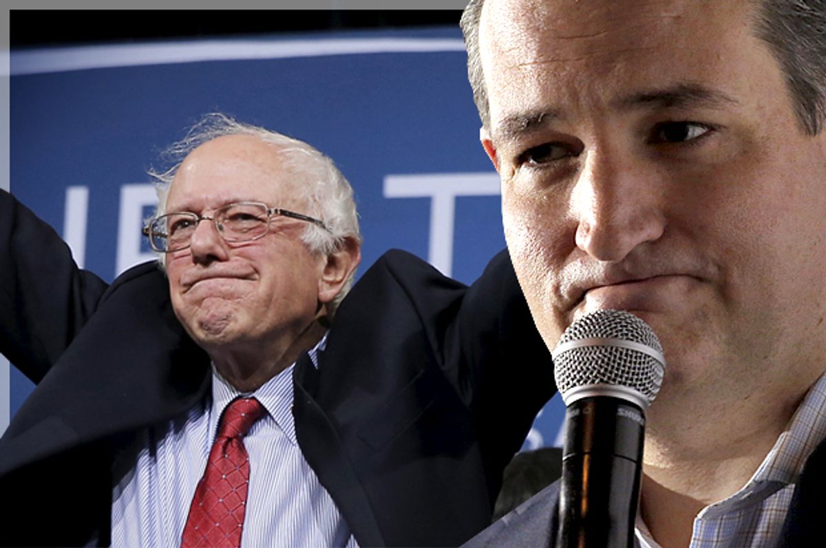 Bernie Sanders, Ted Cruz   (Reuters/Jim Young/Joshua Roberts)