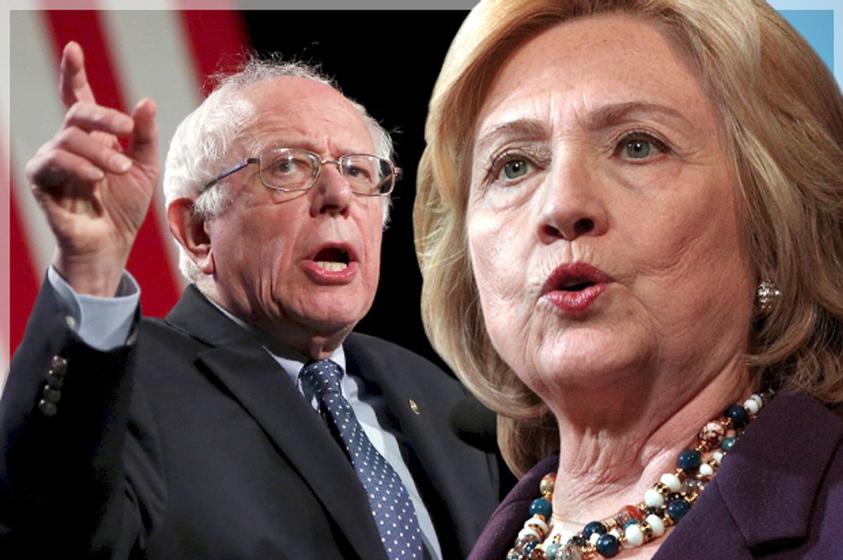 Bernie Sanders, Hillary Clinton   (Reuters/Shannon Stapleton/Mary Schwalm/Photo montage by Salon)