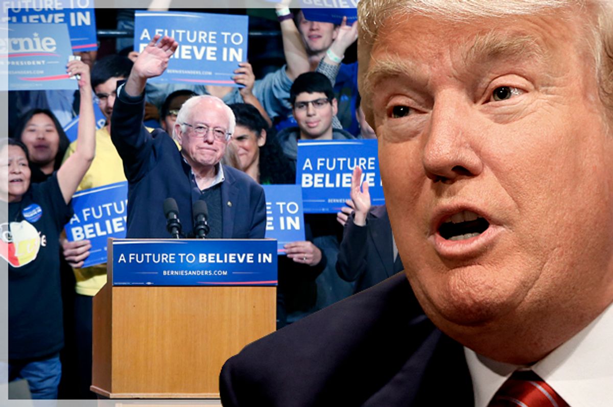 Bernie Sanders, Donald Trump   (AP/Jim Mone/Reuters/Nati Harnik/Photo montage by Salon)