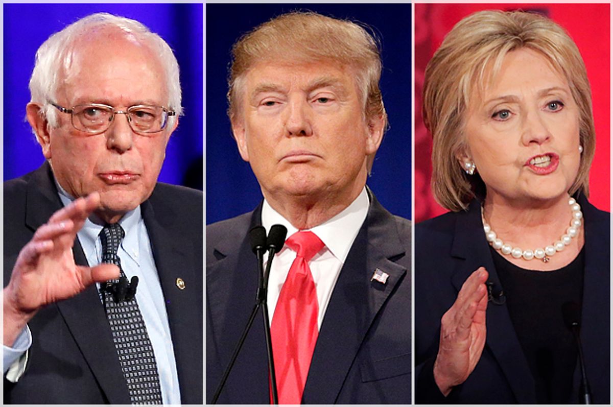 Bernie Sanders, Donald Trump, Hillary Clinton   (AP/Patrick Semansky/Chuck Burton/David Goldman)