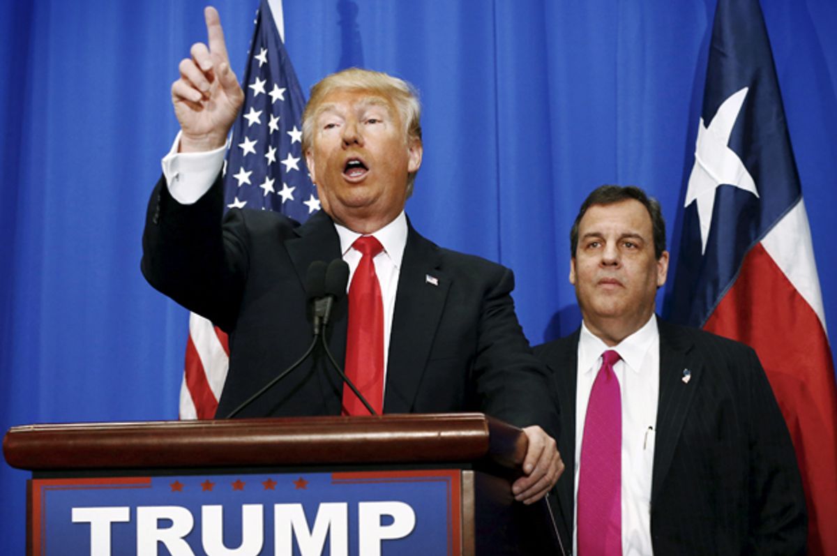 Donald Trump and Chris Christie, at a campaign rally in Fort Worth, Texas, February 26, 2016.   (Reuters/Mike Stone)