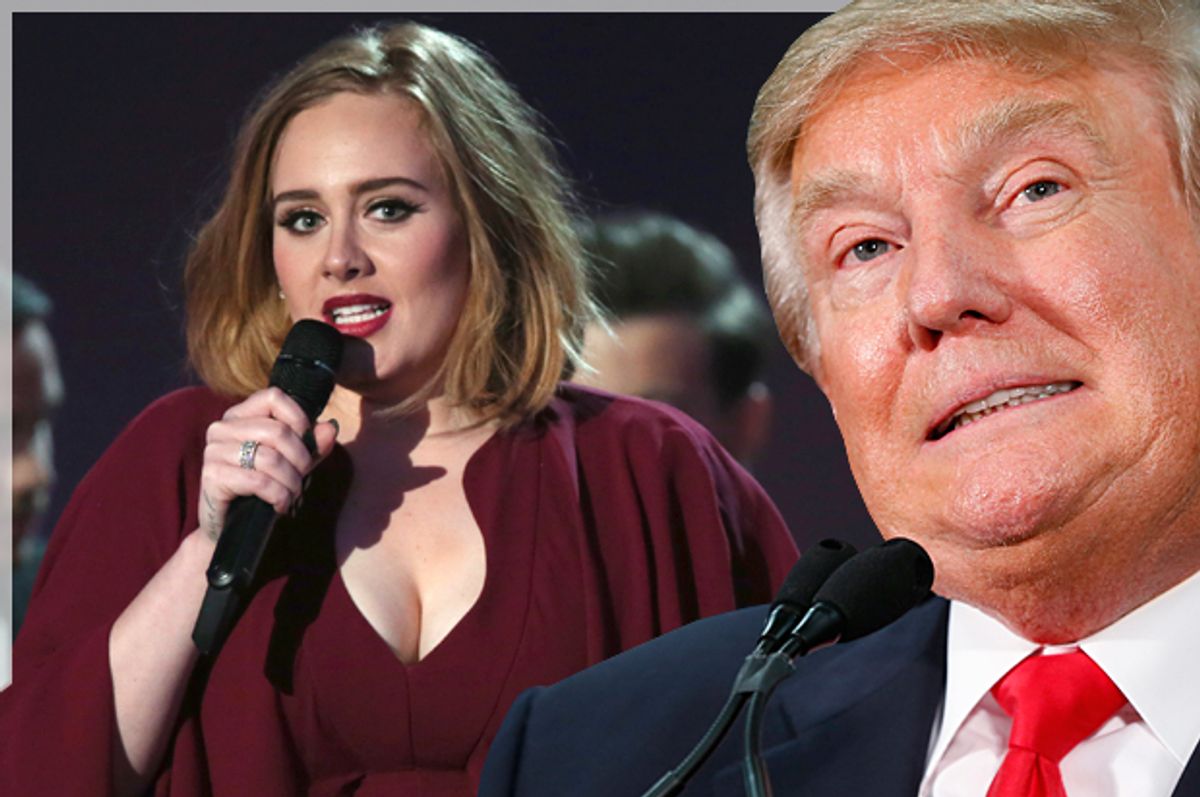 Adele, Donald Trump   (AP/Joel Ryan/Paul Sancya/Photo montage by Salon)