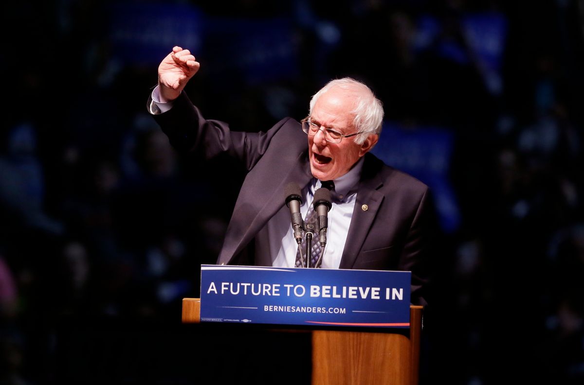 Democratic presidential candidate, Sen. Bernie Sanders, I-Vt, speaks during a rally at Michigan State University, Wednesday, March 2, 2016, in East Lansing, Mich. (AP Photo/Carlos Osorio) (AP)