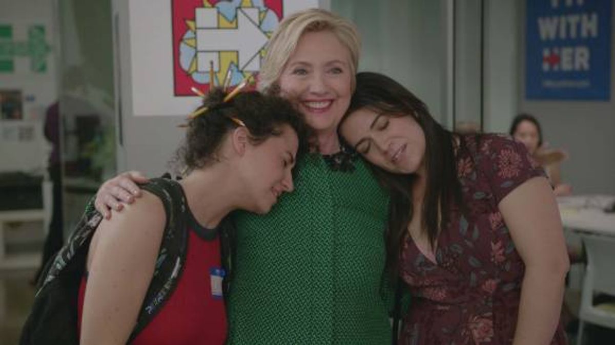 Ilana Glazer, Hillary Clinton, and Abbi Jacobson on "Broad City" (Comedy Central)
