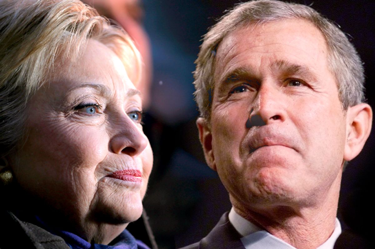 Hillary Clinton, George W. Bush   (Reuters/Brian Snyder/Photo montage by Salon)
