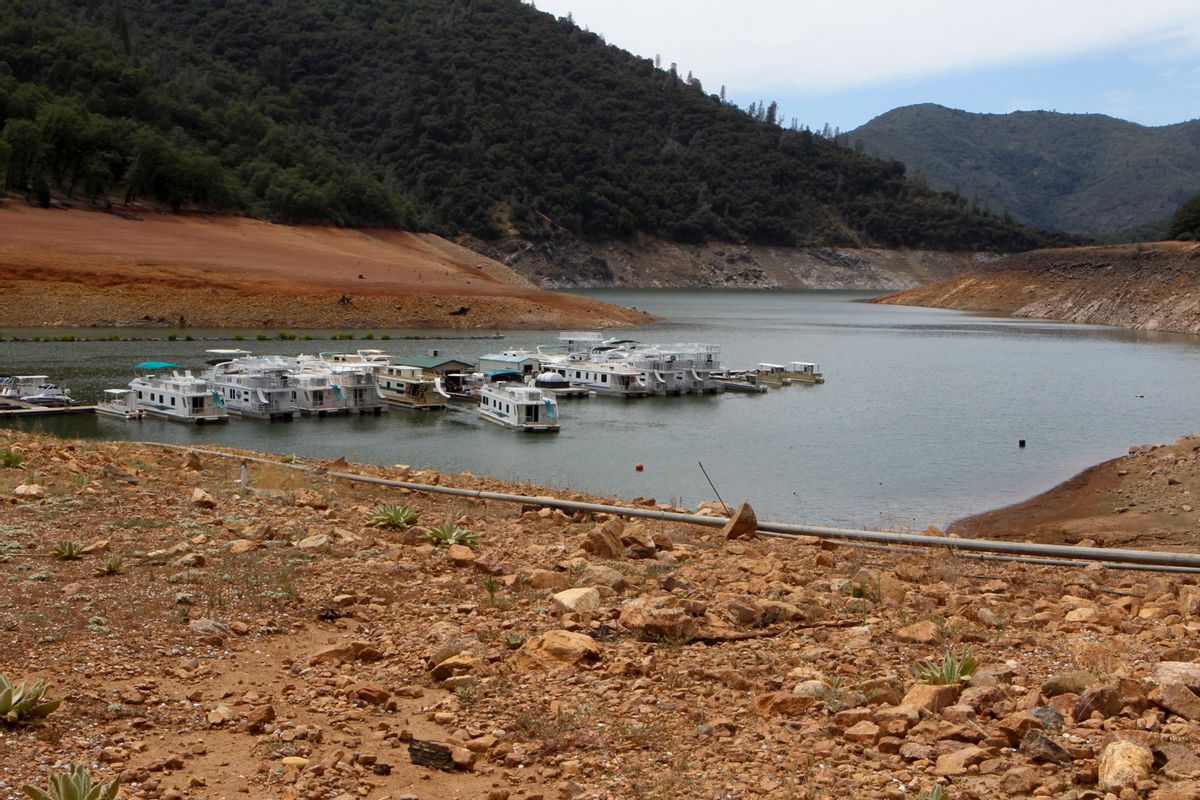 FILE - In this July 22, 2015 file photo, low water levels are seen at Lake Shasta near Redding, Calif. (Greg Barnette/Record Searchlight via AP, File) (AP)