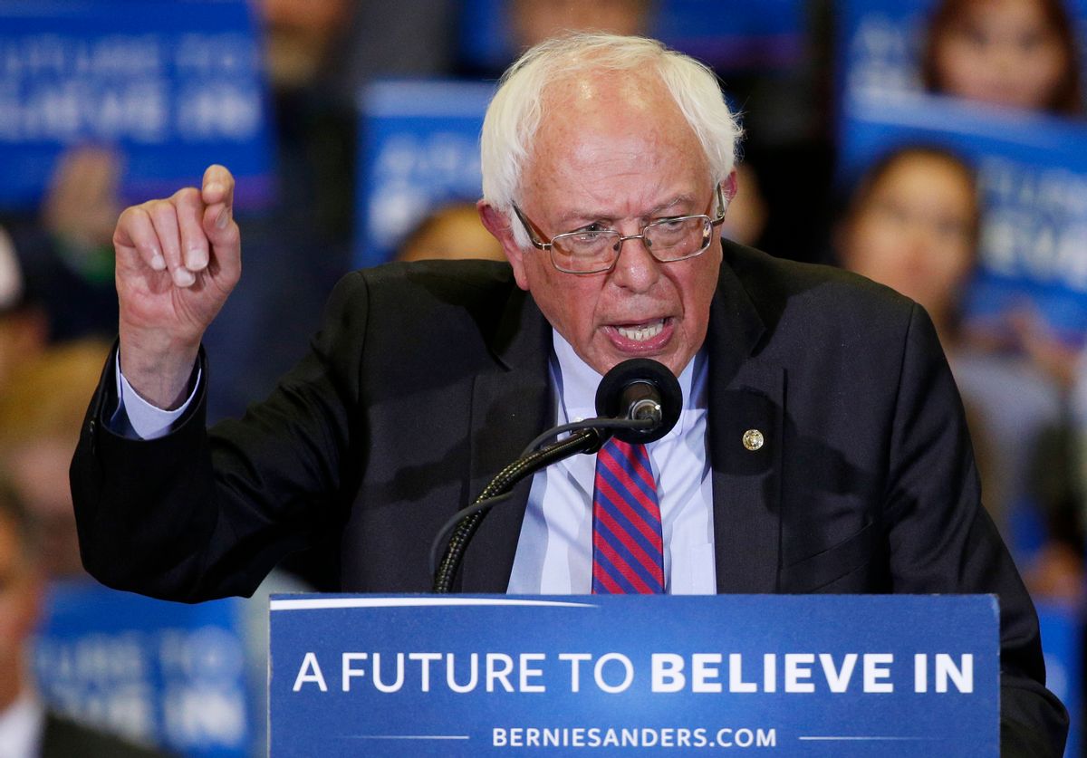 Democratic presidential candidate, Sen. Bernie Sanders, I-Vt., speaks at a rally Monday, March 21, 2016, in Salt Lake City.  (AP/John Locher)