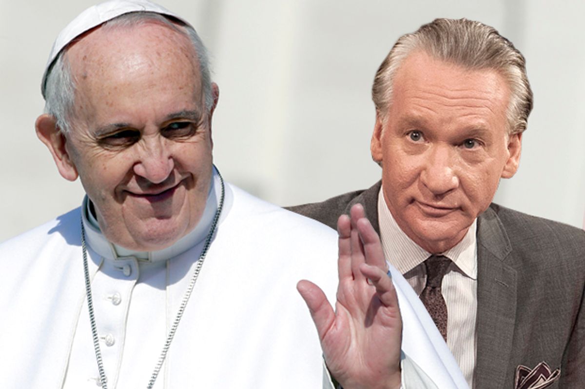 Pope Francis, Bill Maher   (AP/Reuters/Max Rossi/Janet Van Ham/Photo montage by Salon)
