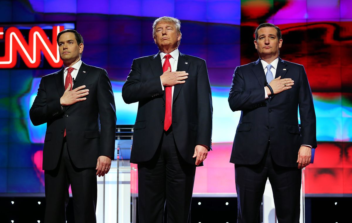  Marco Rubio,  Donald Trump and Ted Cruz (AP)