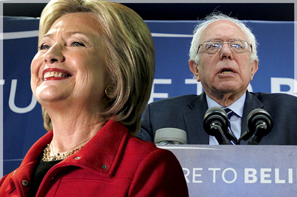 Hillary Clinton, Bernie Sanders   (Reuters/Jim Bourg/Mark Kauzlarich/Photo montage by Salon)